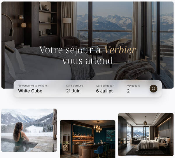 Création d’e-commerce boutique en ligne suisse d’hôtel de luxe en montagne Verbier réservation booking online