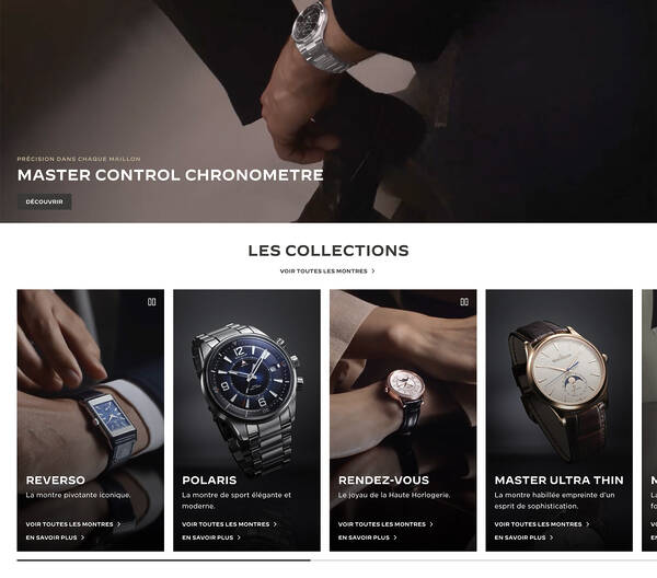 Design system d’e-commerce boutique en ligne suisse de montres accessoires de luxe Jaeger-LeCoultre Richemont